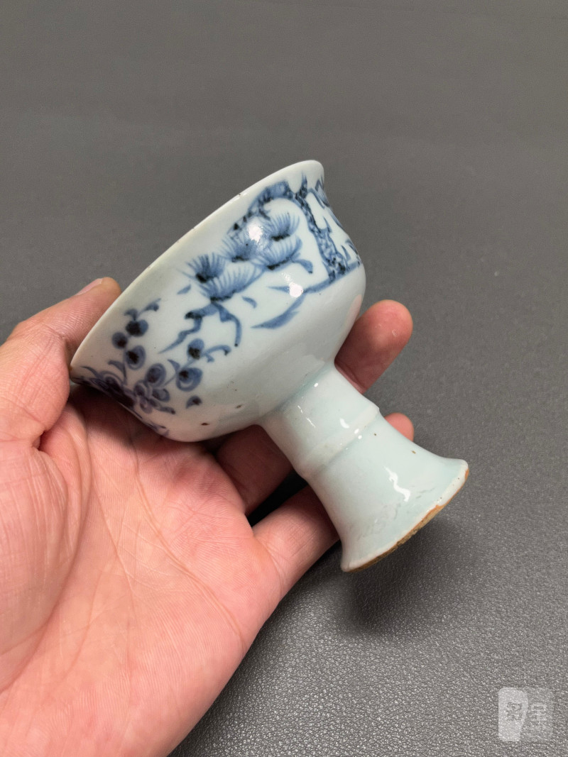 元  青花花卉纹高足杯 - 图11